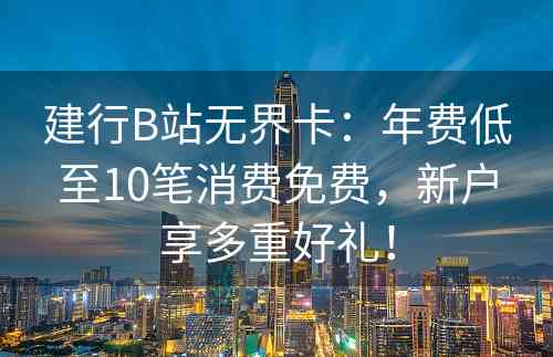 建行B站无界卡：年费低至10笔消费免费，新户享多重好礼！