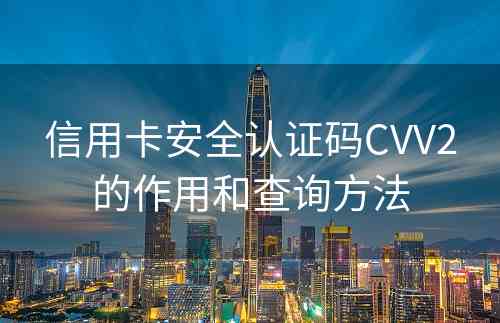 信用卡安全认证码CVV2的作用和查询方法