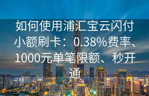 如何使用浦汇宝云闪付小额刷卡：0.38%费率、1000元单笔限额、秒开通