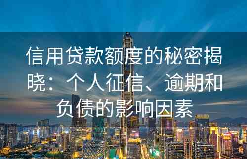 信用贷款额度的秘密揭晓：个人征信、逾期和负债的影响因素