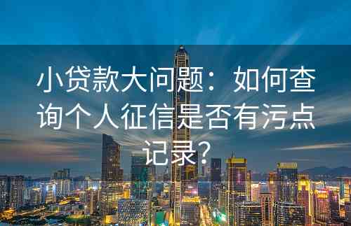 小贷款大问题：如何查询个人征信是否有污点记录？