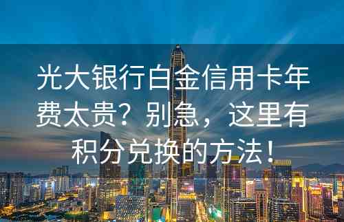 光大银行白金信用卡年费太贵？别急，这里有积分兑换的方法！