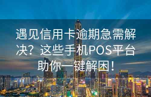 遇见信用卡逾期急需解决？这些手机POS平台助你一键解困！