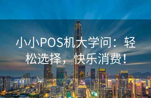 小小POS机大学问：轻松选择，快乐消费！