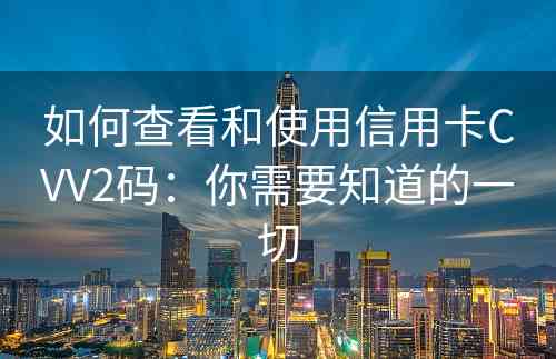 如何查看和使用信用卡CVV2码：你需要知道的一切