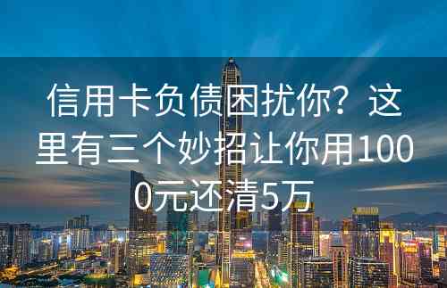 信用卡负债困扰你？这里有三个妙招让你用1000元还清5万