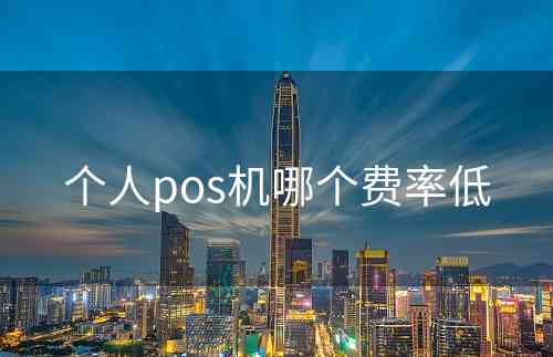 个人pos机哪个费率低