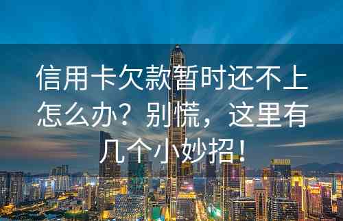 信用卡欠款暂时还不上怎么办？别慌，这里有几个小妙招！