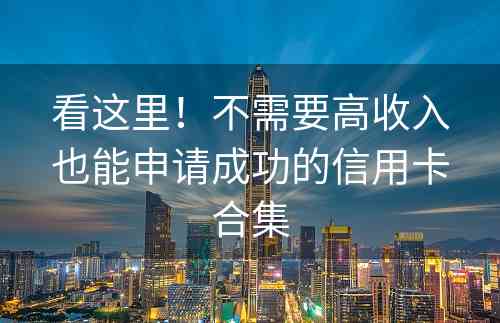 看这里！不需要高收入也能申请成功的信用卡合集