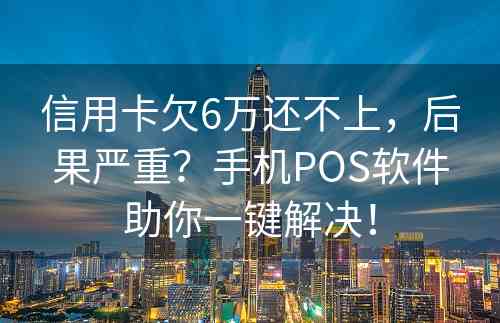 信用卡欠6万还不上，后果严重？手机POS软件助你一键解决！