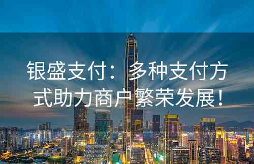 银盛支付：多种支付方式助力商户繁荣发展！
