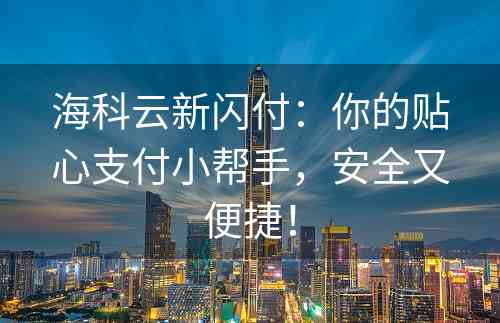 海科云新闪付：你的贴心支付小帮手，安全又便捷！