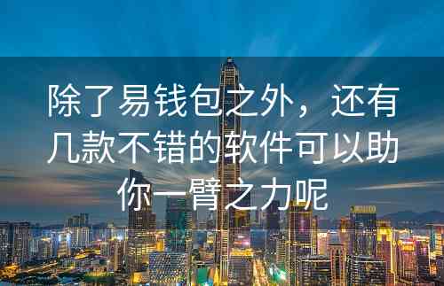 除了易钱包之外，还有几款不错的软件可以助你一臂之力呢