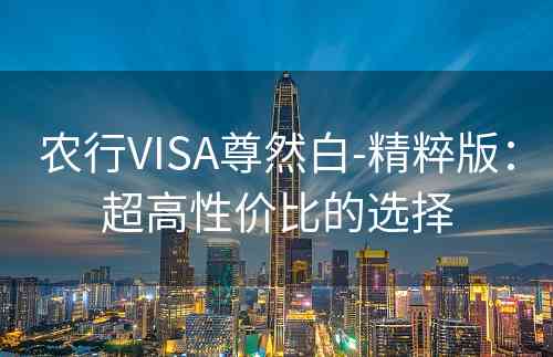 农行VISA尊然白-精粹版：超高性价比的选择
