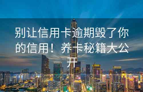 别让信用卡逾期毁了你的信用！养卡秘籍大公开