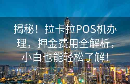 揭秘！拉卡拉POS机办理，押金费用全解析，小白也能轻松了解！