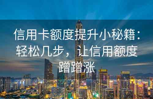 信用卡额度提升小秘籍：轻松几步，让信用额度蹭蹭涨