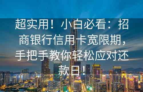 超实用！小白必看：招商银行信用卡宽限期，手把手教你轻松应对还款日！