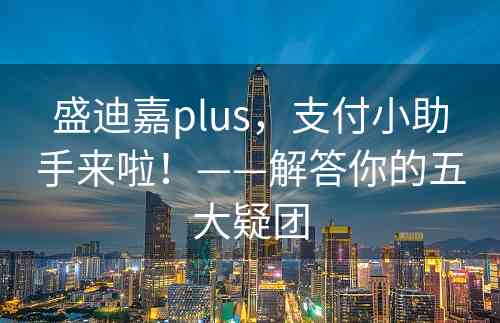 盛迪嘉plus，支付小助手来啦！——解答你的五大疑团