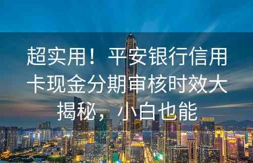 超实用！平安银行信用卡现金分期审核时效大揭秘，小白也能