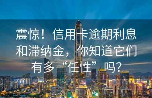 震惊！信用卡逾期利息和滞纳金，你知道它们有多“任性”吗？