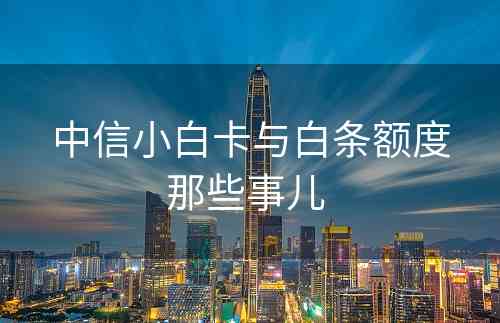 中信小白卡与白条额度那些事儿 