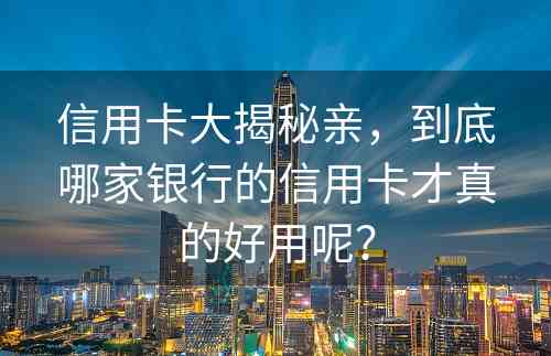 信用卡大揭秘亲，到底哪家银行的信用卡才真的好用呢？