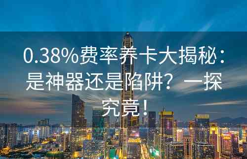 0.38%费率养卡大揭秘：是神器还是陷阱？一探究竟！