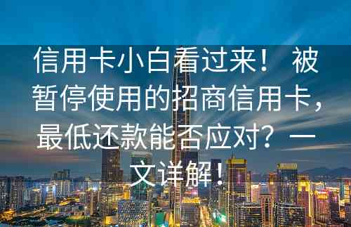 信用卡小白看过来！ 被暂停使用的招商信用卡，最低还款能否应对？一文详解！