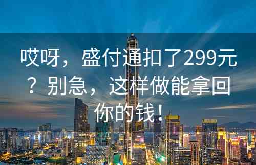 哎呀，盛付通扣了299元？别急，这样做能拿回你的钱！