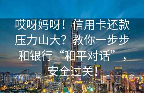 哎呀妈呀！信用卡还款压力山大？教你一步步和银行“和平对话”，安全过关！