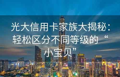 光大信用卡家族大揭秘：轻松区分不同等级的“小宝贝”