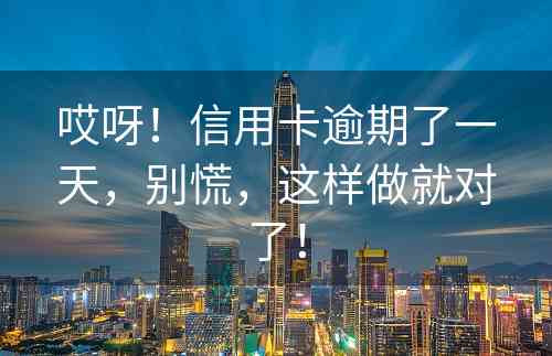 哎呀！信用卡逾期了一天，别慌，这样做就对了！