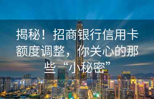 揭秘！招商银行信用卡额度调整，你关心的那些“小秘密”