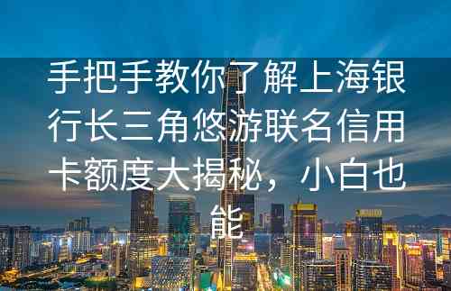 手把手教你了解上海银行长三角悠游联名信用卡额度大揭秘，小白也能