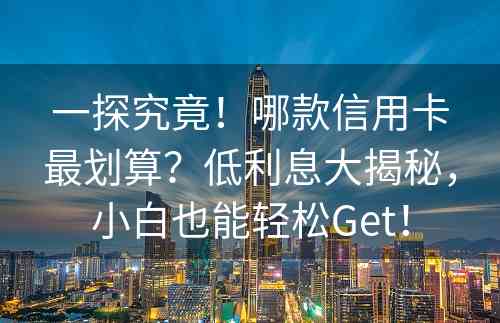 一探究竟！哪款信用卡最划算？低利息大揭秘，小白也能轻松Get！