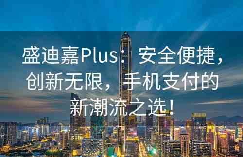 盛迪嘉Plus：安全便捷，创新无限，手机支付的新潮流之选！