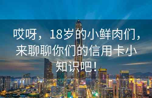 哎呀，18岁的小鲜肉们，来聊聊你们的信用卡小知识吧！