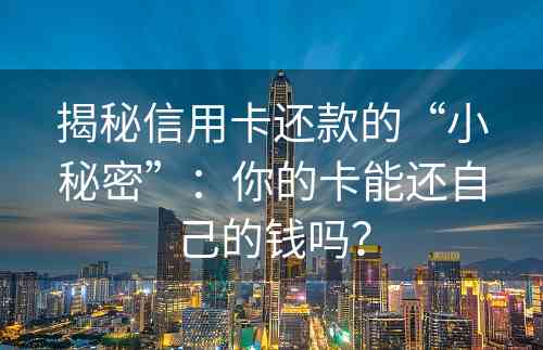 揭秘信用卡还款的“小秘密”：你的卡能还自己的钱吗？