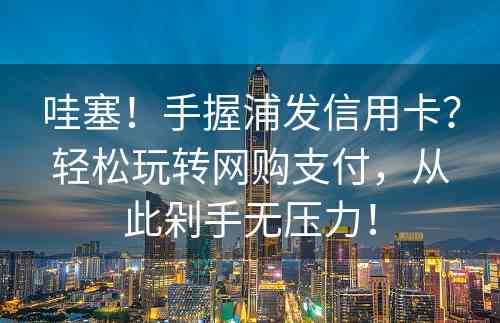 哇塞！手握浦发信用卡？轻松玩转网购支付，从此剁手无压力！