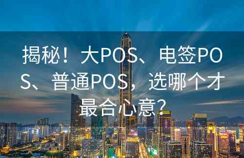 揭秘！大POS、电签POS、普通POS，选哪个才最合心意？