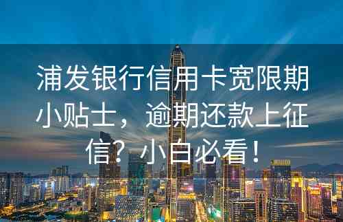 浦发银行信用卡宽限期小贴士，逾期还款上征信？小白必看！