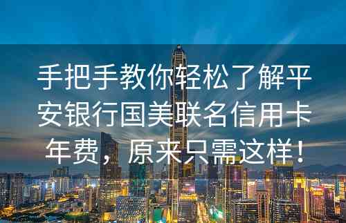 手把手教你轻松了解平安银行国美联名信用卡年费，原来只需这样！