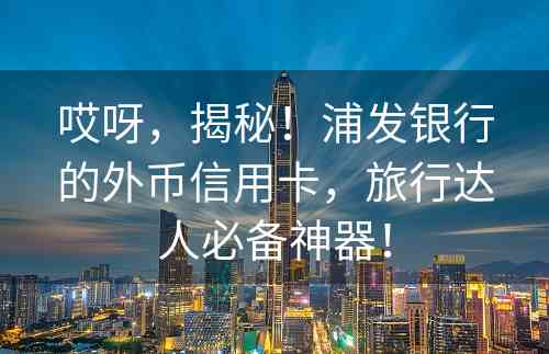 哎呀，揭秘！浦发银行的外币信用卡，旅行达人必备神器！