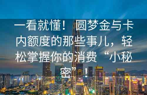 一看就懂！ 圆梦金与卡内额度的那些事儿，轻松掌握你的消费“小秘密”！