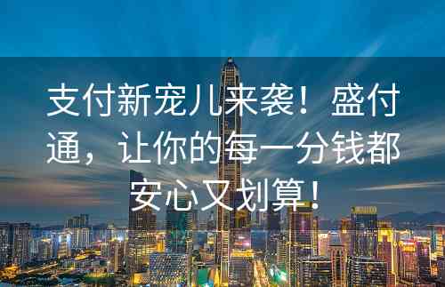 支付新宠儿来袭！盛付通，让你的每一分钱都安心又划算！