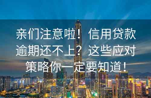 亲们注意啦！信用贷款逾期还不上？这些应对策略你一定要知道！