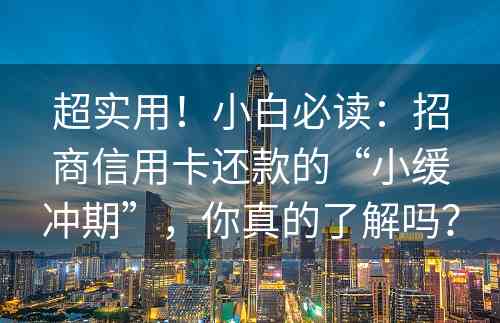 超实用！小白必读：招商信用卡还款的“小缓冲期”，你真的了解吗？