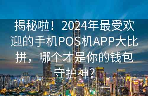 揭秘啦！2024年最受欢迎的手机POS机APP大比拼，哪个才是你的钱包守护神？