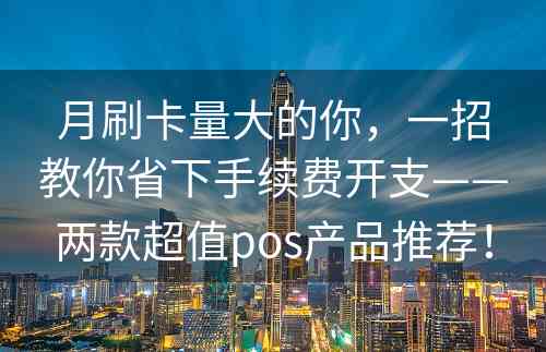 月刷卡量大的你，一招教你省下手续费开支——两款超值pos产品推荐！